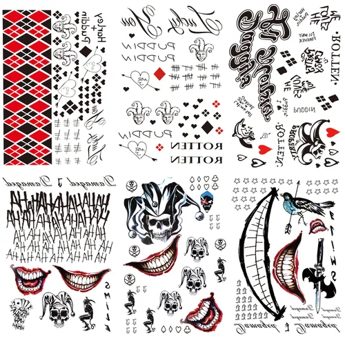 Miniatura 7 de 3 hojas de tatuajes de Halloween Padoun pegatinas temporales, tatuajes temporales para mujeres, tatuaje de brazo completo grande para disfraz