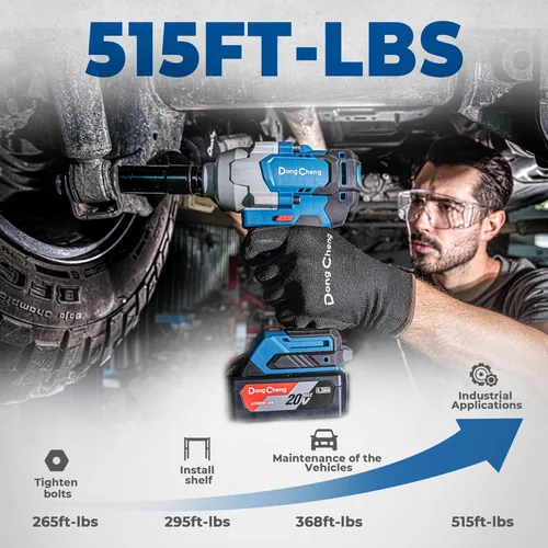 Miniatura 2 de Dong Cheng - Llave de impacto inalámbrica de 20 V sin escobillas, torsión alta de 515 pies-libras, pistola de impacto inalámbrica de 1/2 pulgada