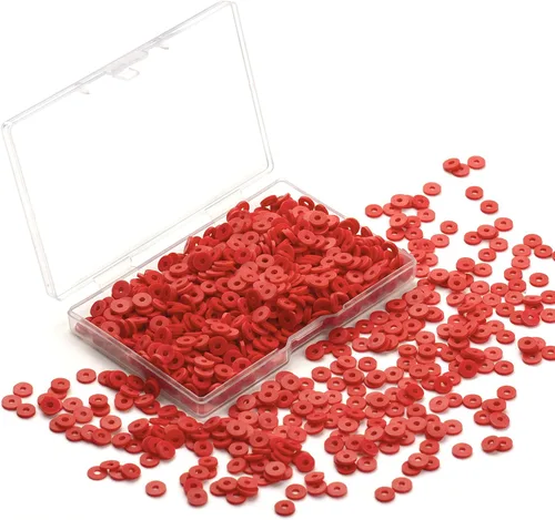 Cuentas de arcilla polimérica roja, cuentas Heishi de 0.236 in para joyería, pulseras, collares, 1000 unidades Rojo