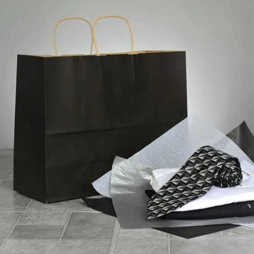 Miniatura 5 de Prime Line Packaging Bolsas de papel negras, bolsas de regalo grandes con asas, bolsas de papel kraft para minoristas, boutique, compras, a granel