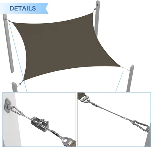 Miniatura 4 de E&K Kit de accesorios para toldo con cable de tensión, almohadilla de cabrestante para ojos y ganchos para instalación de velas rectangulares