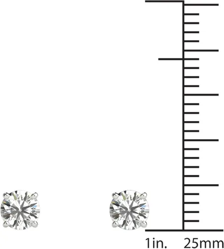 Miniatura 4 de Vaarya Aretes de tuerca de oro blanco hipoalergénico de 12 quilates con certificación GHSI2-I1 AGS de 14 quilates, Oro blanco, diamante