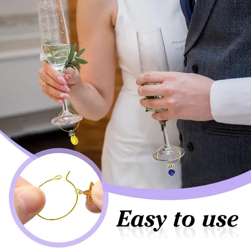 Miniatura 4 de TOAOB - 100 anillos encantadores de copa de vino de 0.98 pulgadas (0.984 in), aretes abiertos de oro con cuentas