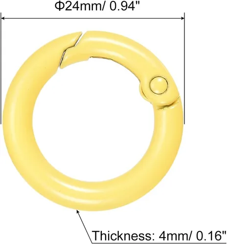 Miniatura 2 de uxcell Anillos redondos de resorte, hebilla de gatillo para bolsos, monederos, llavero Amarillo