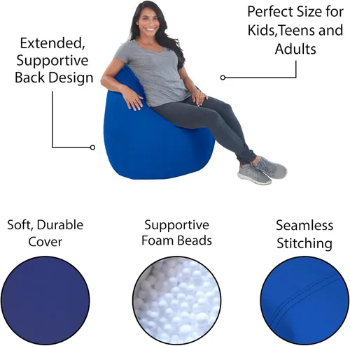 Miniatura 4 de FDP SoftScape Puf con diseño de respaldo alto en forma de gota de rocío, para niños, adolescentes y adultos, asiento alternativo para dormitorios