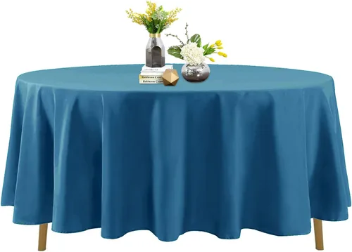 Miniatura 17 de Mantel de poliéster lavable de 90 pulgadas, resistente a las manchas y a las arrugas, mantel decorativo para mesa de comedor, fiestas de bufé y Negro