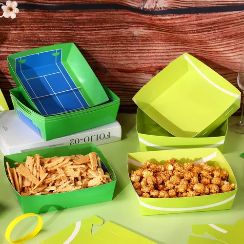 Miniatura 2 de Teling Paquete de 36 suministros para fiestas de tenis grandes de 5 libras, bandejas de papel, botes de comida y botes desechables, bandejas