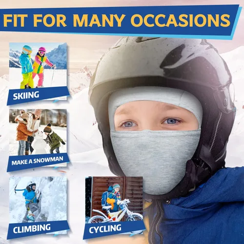Miniatura 7 de Pasamontañas para niños, gorro de invierno, calentador facial para clima frío, máscara de esquí para niños y niñas