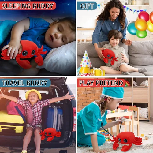 Miniatura 4 de Puzzled Peluche de cangrejo rojo de ojo grande, 6 pulgadas