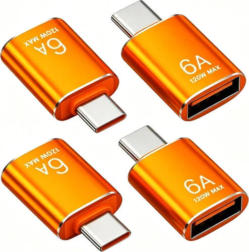 Miniatura 13 de BOMIE Adaptador USB C a USB, paquete de 10 unidades, 6A 120 W, carga rápida, transferencia de datos de 10 Gbps, USB C macho a USB 3.2 hembra OTG