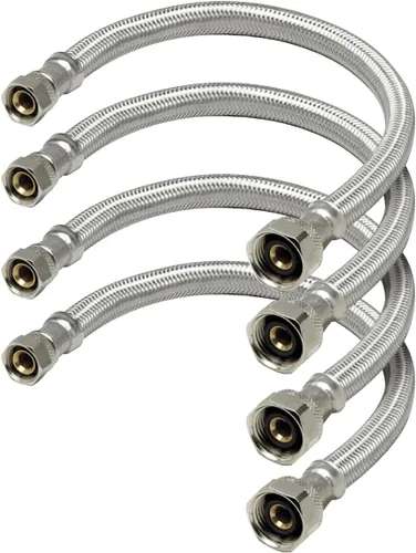 Miniatura 10 de Conector de manguera de grifo Highcraft de 12 pulgadas de longitud, línea de suministro flexible trenzada de acero inoxidable de 1/2" IPS X 3/8
