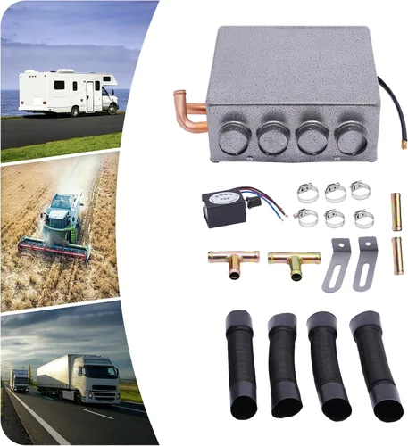 Miniatura 6 de Calentador universal de 12 V con 4 puertos para debajo del salpicadero, con interruptor de velocidad, gris, para automóvil, camión, barcos