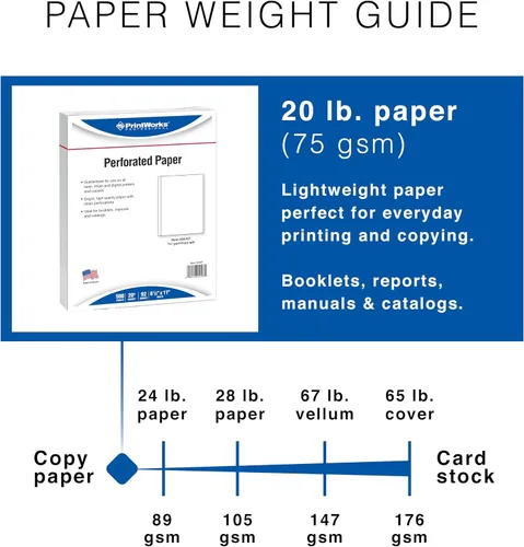Miniatura 4 de PrintWorks Papel perforado vertical profesional de 5/8 pulgadas, 8.5 x 11 pulgadas, perfecto para folletos y catálogos, fabricado en los Estados