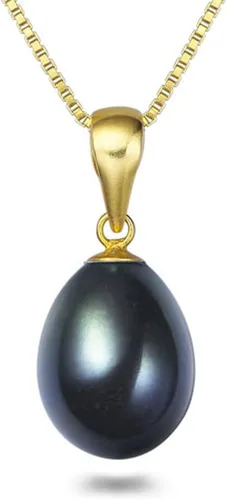Orien Jewelry Collares colgantes de perlas cultivadas de agua dulce negras en forma de gota para mujeres 16-18 pulgadas AAA collar colgantes de plata
