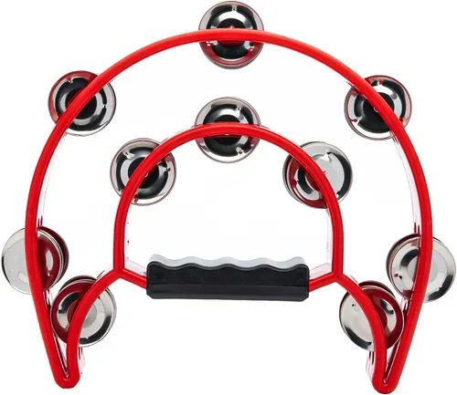 Miniatura 10 de Musfunny Half-MoonTambourines Instrumento musical para adultos, fiesta, color negro Half-Moon, Double Row Metal Jingles, Hand Held Percussion
