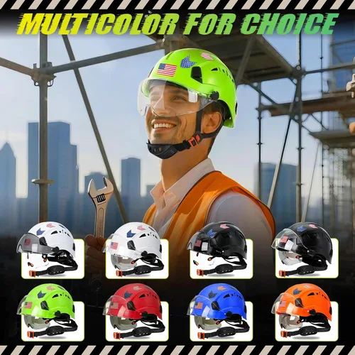 Miniatura 9 de Construction Hard Hats with Clear and Tinted Visor - OSHA Approved ANSI Z89.1 Dual Eye Protection Black Hard Hat with Chin Straps for Men Sombrero