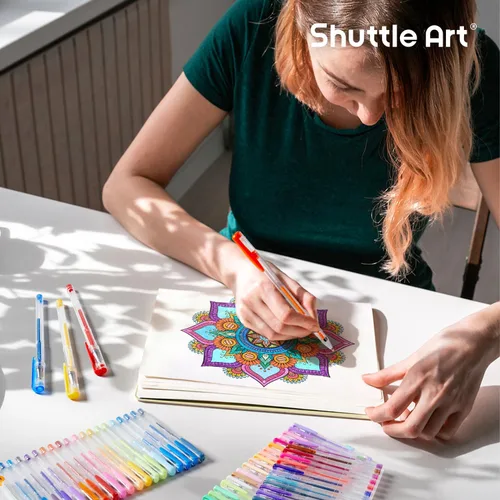 Miniatura 6 de Paquete de 360 bolígrafos de gel de 180 colores distintos, de Shuttle Art, más 180 recambios, perfecto para los libros de colorear para adultos