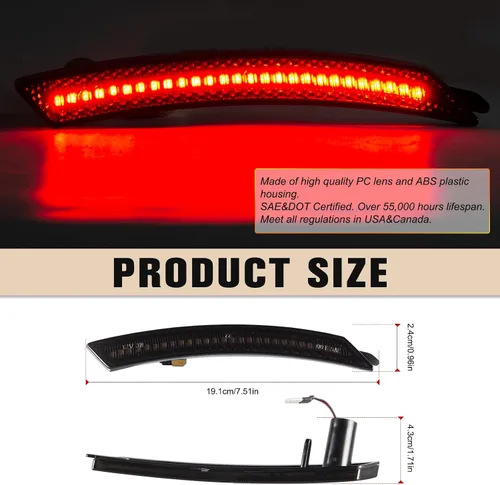 Miniatura 5 de Gempro Luces LED de Marcador Lateral para Parachoques Trasero Rojo para MINI Cooper R55 R56 R57 R58 R59 R60 R61 de 2008-2014, Reflectores de Lente