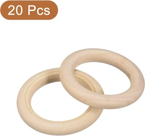 Miniatura 3 de uxcell 20 anillos de madera natural de 1.969 in (2 pulgadas), círculos de madera lisa sin terminar de 0.315 in de grosor para manualidades, tejer