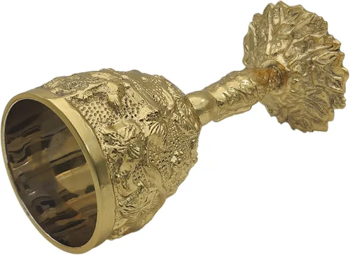 Miniatura 5 de Cáliz medieval hecho a mano de latón chapado en oro, 6 onzas, juego de tazas hechas a mano para regalos espirituales, decoración de fantasía