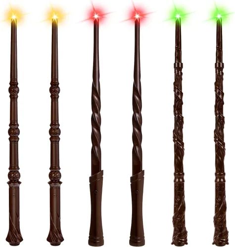 Miniatura 9 de EZVYAO Varita mágica iluminada con 4 luces y sonidos de color, paquete de 6 varitas de juguete de bruja iluminadoras para fiestas de niños, cosplay