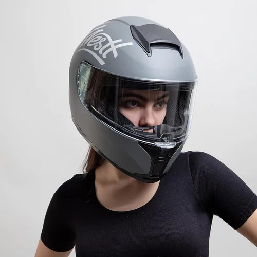 Miniatura 4 de Westt Cascos de Motocicleta Compactos – con Doble Visera, Aprobado por DOT, Casco Integral para Hombres, Mujeres y Adultos, Ligero Storm X Gris