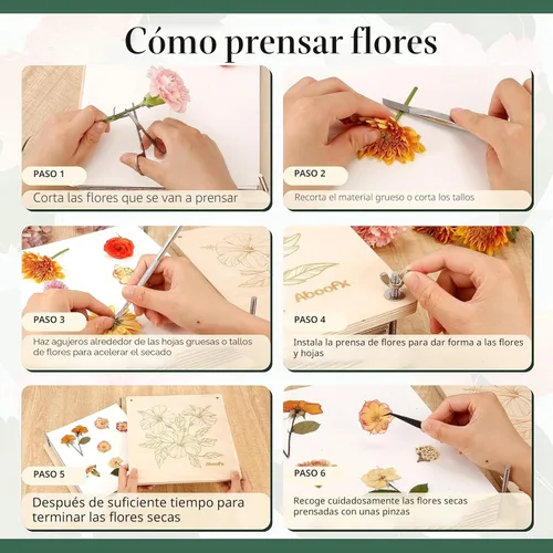 Miniatura 8 de Aboofx Kit de prensa de flores, kits de manualidades de 11 x 11 pulgadas, kit de prensado de flores de madera de 10 capas para manualidades, prensa