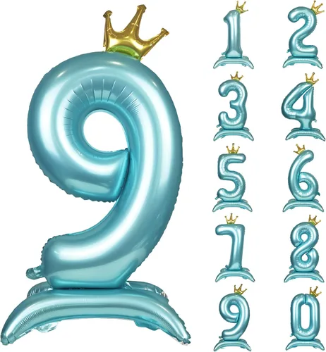 Miniatura 16 de Globos de aluminio grandes con corona negra número 0 para niños y niñas, cumpleaños, boda, aniversario, fiesta, baby shower, suministros 0