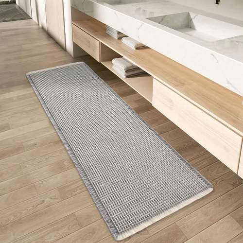 Miniatura 10 de AMOAMI Tapete de baño mejorado con diseño de gofre, súper absorbente, antideslizante, para suelo de baño, lavable a máquina, con borlas, tapetes