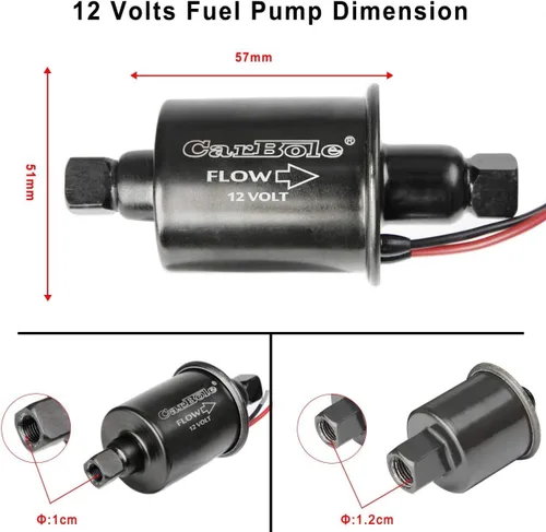 Miniatura 4 de CarBole Bomba de combustible eléctrica universal de 12 V 5-9 PSI 30GPH Bomba de transferencia de combustible para gasolina y diésel para carburador
