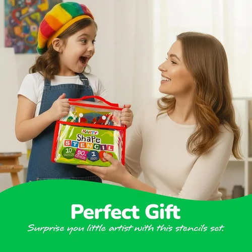 Miniatura 6 de Karty Shape - Juego de plantillas para niños, juego de 10 piezas, kit de plantillas de dibujo colorido, suministros divertidos de artes