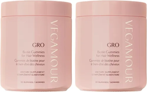 Miniatura 10 de VEGAMOUR Gomitas de biotina GRO para el cabello, sabor natural a fresa, 30
