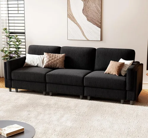 Miniatura 9 de KKL Sofá modular de 84 pulgadas, sofás de 3 plazas para sala de estar con almacenamiento, sofá modular de asiento profundo seccional, funda