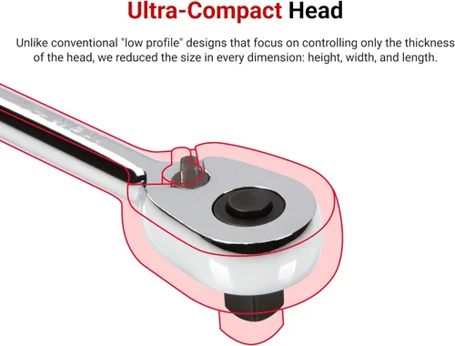 Miniatura 3 de TEKTON Trinquete rechoncho de liberación rápida de 3/8 pulgadas x 4-1/2 pulgadas SRH11104