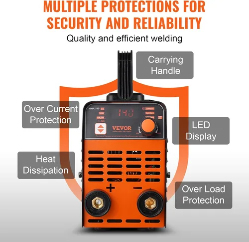Miniatura 6 de VEVOR Soldador de Palo, Mini y Portátil 140Amp 2 en 1 Máquina de Soldadura ARC/Lift TIG, Soldador de Arco con Arranque en Caliente/Fuerza