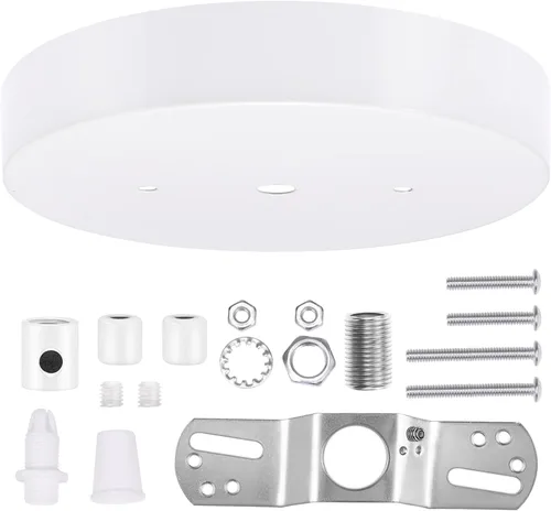 Miniatura 9 de Canomo Dosel de Lámpara de Araña con Agujero Central Blanco de 5 Pulgadas Kit de Dosel de Lámpara Colgante Placa de Luz de Techo con Todos