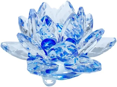 Miniatura 19 de Loto de cristal transparente, flor de cristal brillante con caja de regalo, reflejo de tono, purpurina, paz, pureza, buena fortuna, sabiduría