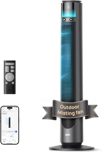 DREO TurboCool 711AS - Ventilador de nebulización para exteriores, 33 pies/s de alta velocidad, 12 velocidades, 4 modos, ventilador inteligente de