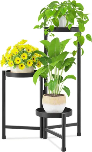 Miniatura 12 de iDavosic.ly Soporte para plantas para interiores y exteriores, estante esquinero de metal de 5 niveles, estante alto plegable para orquídeas