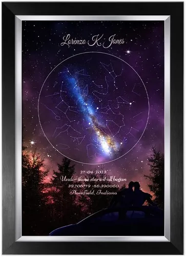 Miniatura 66 de IPIC - Tiernas mareas, ilustraciones personalizadas con nombres y fecha, regalo de amor para aniversario, boda, cumpleaños y vacaciones. 12#P (24x16)