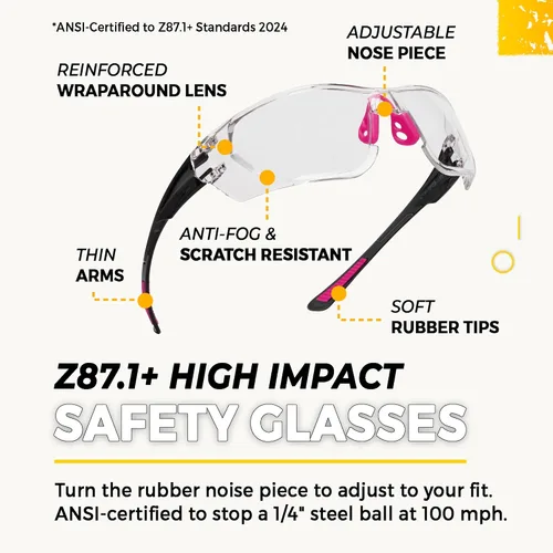 Miniatura 4 de TradeSmart High-Performance Earmuffs for Shooting Range & Shooting Eye Protection Glasses + Firearm Confidence Course Gafas transparentes - Rosa