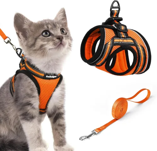 Miniatura 42 de rabbitgoo Juego de arnés y correa para gatos para caminar a prueba de escape, chaleco suave ajustable para gatitos con tira reflectante para gatos