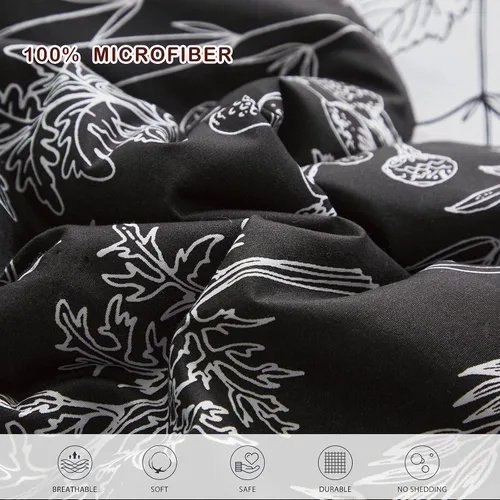 Miniatura 7 de Joyreap Juego de cama de 7 piezas en una bolsa, juego de edredón botánico tamaño King para todas las estaciones, diseño reversible en blanco