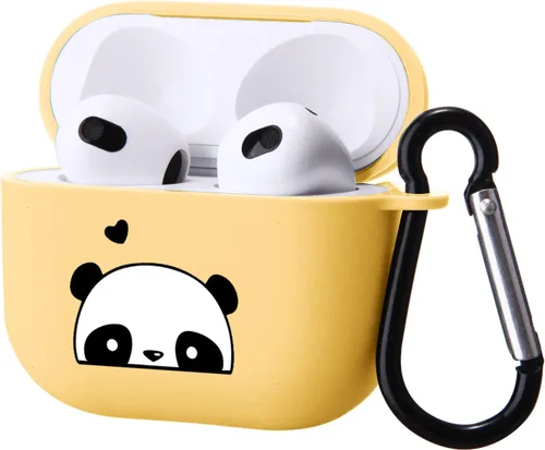 Miniatura 8 de Bonita funda de oso compatible con AirPods 3 con llavero, diseño de animales de dibujos animados, funda de TPU suave para AirPods de tercera