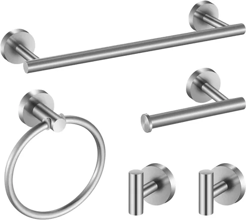 Miniatura 14 de Juego de Accesorios de Baño Negro de 10 Piezas, Juego de Barras de Toalla de Acero Inoxidable Negro Mate, Incluye 2 Barras de Toalla de 16'', 4