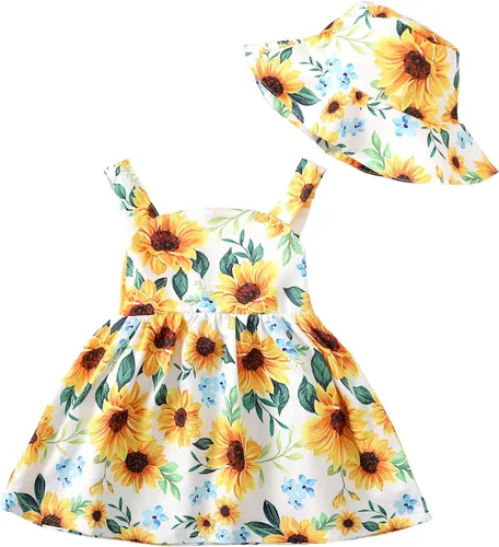 Miniatura 20 de Vestido para bebé recién nacida niña pequeña Vestido para niña pequeña de cuello halter sin mangas con flores Vestido de verano para niña de espalda
