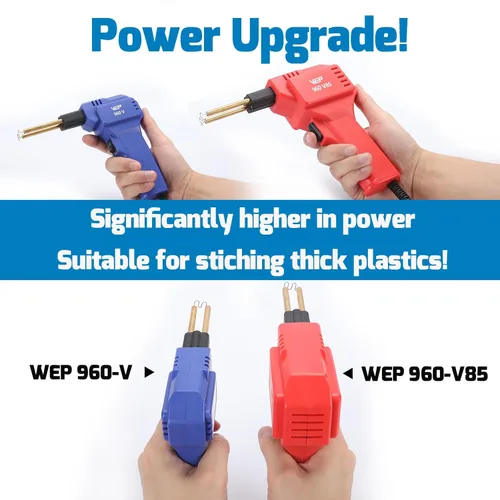 Miniatura 7 de WEP 960-V85 - Kit de soldador de plástico de alta potencia con luces LED con 200 grapas calientes y alicates para soldadura de plástico grueso