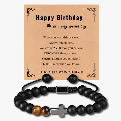 Cross Bracelet for Men, Boys, Son,Boyfriend, Husband, Man, Soulmate, Dad, Grandpa, Grandson, Bonus Dad, Uncle, Brother, Nephew -- Anniversary
