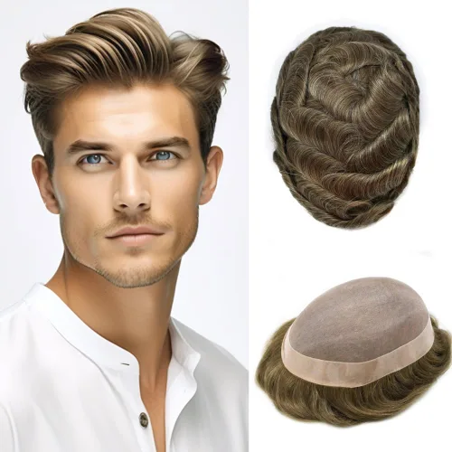 Miniatura 82 de Mens Toupee Hair Piece For Men Fine Mono Men Hair System Toupee For Men Hair Piece Real Human Hair System For Men Protesis Capilar Para Hombre 6x9
