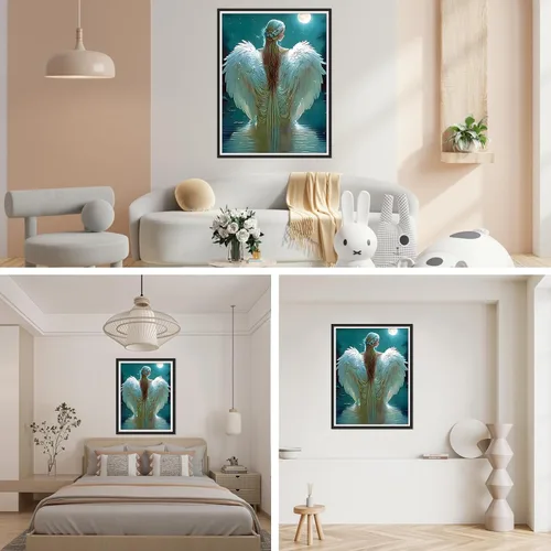 Miniatura 3 de SENQAO Kits de pintura de diamantes de ángel para adultos - Pinturas de lunares de diamante 5D de ángel para principiantes, pintura de arte de gemas